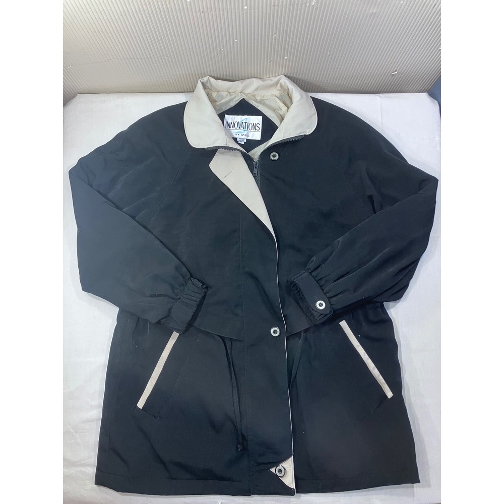 Innovations by Izzi Women's Black Beige Trench Coat‎ Jacket Size M